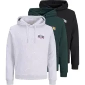 Jack & Jones Sweatshirt 'JJAERO' lysegrå / rød / sort