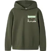 Name It Kids Sweatshirt 'NKMNIGO' mørkegrøn / pink / hvid