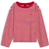 BOSS Relaxed-fit stribet top i bomuldsjersey