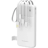 Wozinsky W11-W 10000mAh powerbank med 4 kabler, telefonholder og LED-lommelygte - hvid