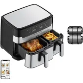 Tefal Dual Easy Fry & Grill EY905D10 - Dobbelt varmluftssteger - 8.3 liter - 2.7 kW - rustfrit stål