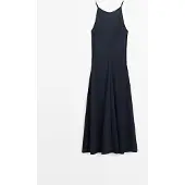 Massimo Dutti - Female - Poplinkjole Med Tynde Stropper - Blå - 42