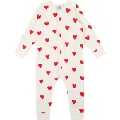 Petit Bateau Overall 'Dors' rød / naturhvid