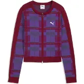 Puma T7 Tartan Slim Knitted Cardigan Women, Clothing, Garnet Glow, L