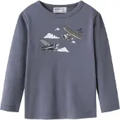 Name It Mini Bluse - Uld - NmmWillitus - Folkstone Gray/Airplanes - - 3 år (98) - Bluse