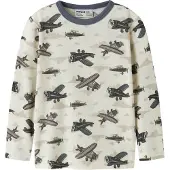 Name it Bluse - Uld - NmmWillitus - Snow White/Airplanes - - 5 år (110) - Bluse