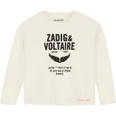 Zadig & Voltaire Bluse - Off White m. Sort - - 10 år (140) - Bluse