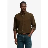 Superdry Superdrytil mænd. M4011044A Classic Needle skjorte beige (L), Casual, Bomuld, Klassisk, Lange ærmer