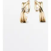 Massimo Dutti - Female - Rhinstensbesatte Hoop-Øreringe - Guld - 01