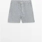 Massimo Dutti - Male - Badebukser Med Stribedetalje - Marineblå - L