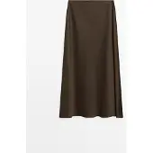 Massimo Dutti - Female - Flydende Nederdel Med Satinlook - Brun - M
