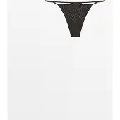 Massimo Dutti - Female - Tanga Med Broderet Detalje - Kulgrå - Xs