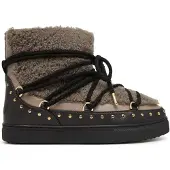 INUIKII Snowboots 'CURLY ROCK' taupe / sort