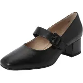 Caprice Pumps, black, made of Leather with Trapeze heel, Size 39