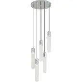 QAZQA Designer pendellampe krom med riflet glas 5-lys - Walcott