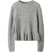 Name it Bluse - Strik - NkfLinda - Grey Melange - - 9-10 år (134-140) - Bluse