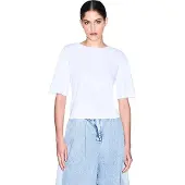 Armani Exchange A|X Armani Exchangetil kvinder. XW002335AF10356U0002 Kort t-shirt i hvid bomuldsstrik (M), Casual, Lange ærmer