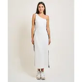 EA7 EA7til kvinder. 7W000962_AF12484 Asymmetrisk kjole i hvid elastisk strik (S), Sport, Bomuld, Uden ærmer/stropper