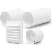 Fresh Monteringssæt YVG100 med vindstop, murrist 150x150 og modulrør Ø100/104 til Intellivent ventilator Ø98-100. Max. vægtykkelse 310 mm.