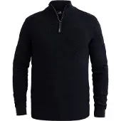 Vanguard Pullover 'Pullover with half-zip and allover texture' mørkeblå