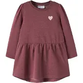 Name it Kjole - Sweat - NmfVima - Wild Ginger/Heart Embroidery - - 2 år (92) - Kjole