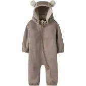 Name it Softshelldragt m. Fleece - NbnMada08 - Silver Mink m. Ør - - 74/80 - Softshell