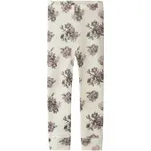 Name It Mini Leggings - Uld - NmfWillitus - Snow White/Flower Bouquet - - 5 år (110) - Leggings - Uld