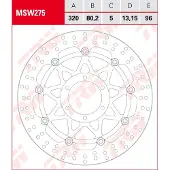 TRW Bremseskive med ABE Foran MSW 275, diameter 320 mm, flydende