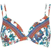 Olympia Bikinioverdel 'Floral' cyanblå / orange / mørkeorange / hvid