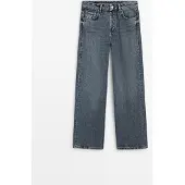Massimo Dutti - Female - Mid Waist Wide Leg-Jeans - Blå - 38