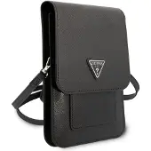 GUESS Saffiano Triangle Logo Skuldertaske - Sort