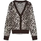 Vero Moda Cardigan 'VMARIA' mørkebrun / naturhvid