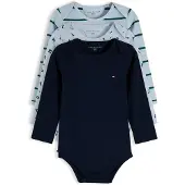 Tommy Hilfiger Bodyer l/æ - 3-pak - Sky Blue Stripes - - 56 - Body L/Æ