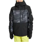Quiksilver - Skijakker børn - Side Hit Printed Youth Jacket Camostrokes True Black til UnisexUld - Børnetoj Størrelse 10 År - Sort