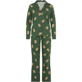 LASCANA Pyjamas citron / mørkegrøn / rød