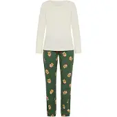 LASCANA Pyjamas cappuccino / mørkegrøn / rød / hvid