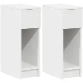 vidaXL sengeborde med skuffe 2 stk. 20x36x60 cm hvid