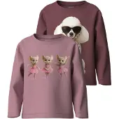 Name it Bluser & t-shirts 'NMFVOTEA' beige / creme / bær / pitaya