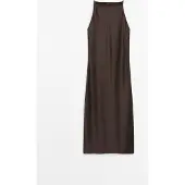 Massimo Dutti - Female - Midikjole I Satinlook - Brun - S