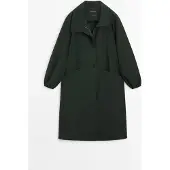 Massimo Dutti - Female - Lang Parkacoat I Funktionsstof - Petroleumsblå - L