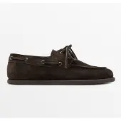 Massimo Dutti - Male - Sejlersko I Spaltlæder - Brun - 43