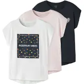 Name it T-shirt - NkfViga - 3-pak - Ballerina/Dark Sapphire/Brig - - 7-8 år (122-128) - T-Shirt