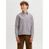 JACK&JONES JUNIOR Junior Skjorte 'JORFREDERIKSBERG' mørkebrun / sort / hvid