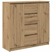vidaXL skænk med skuffer 100,5x35x98,5 cm konstrueret træ kunsteg