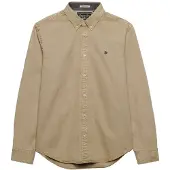 Superdry Superdrytil mænd. M4011194A Skjorte Garment Dyed brunb (XXL), Beige, Casual, Bomuld, Lange ærmer