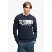 Superdry Superdrytil mænd. M6110788A Marineblå appliqueret sweater (XL), Casual, Bomuld