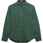 Superdry Superdrytil mænd. M4011194A Garment Dyed skjorte i grønt (S), Casual, Bomuld, Lange ærmer