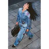 Desigual Bluse blue denim / brun / lyserød / sort