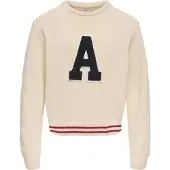 ONLY Bluse - KogJenny - Strik - Birch/Letter A - - 13-14 år (158-164) - Bluse