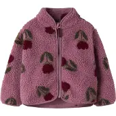 Name it Fleecejakke - Teddy - NmfOnelda - Lilas m. Blomster - - 6 år (116) - Fleecejakke